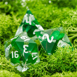 Real Four Leaf Clover 7-Dice Set Sharp Resin RPG DND (Online Only)