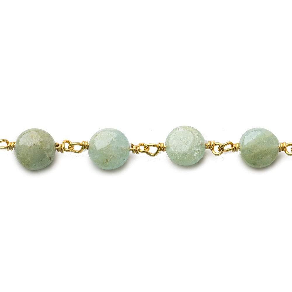 7mm Aquamarine plain coin Vermeil Chain by the foot (ONLINE ORDER ONLY)