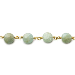 7mm Aquamarine plain coin Vermeil Chain by the foot (ONLINE ORDER ONLY)