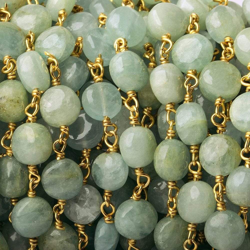 7mm Aquamarine plain coin Vermeil Chain by the foot (ONLINE ORDER ONLY)