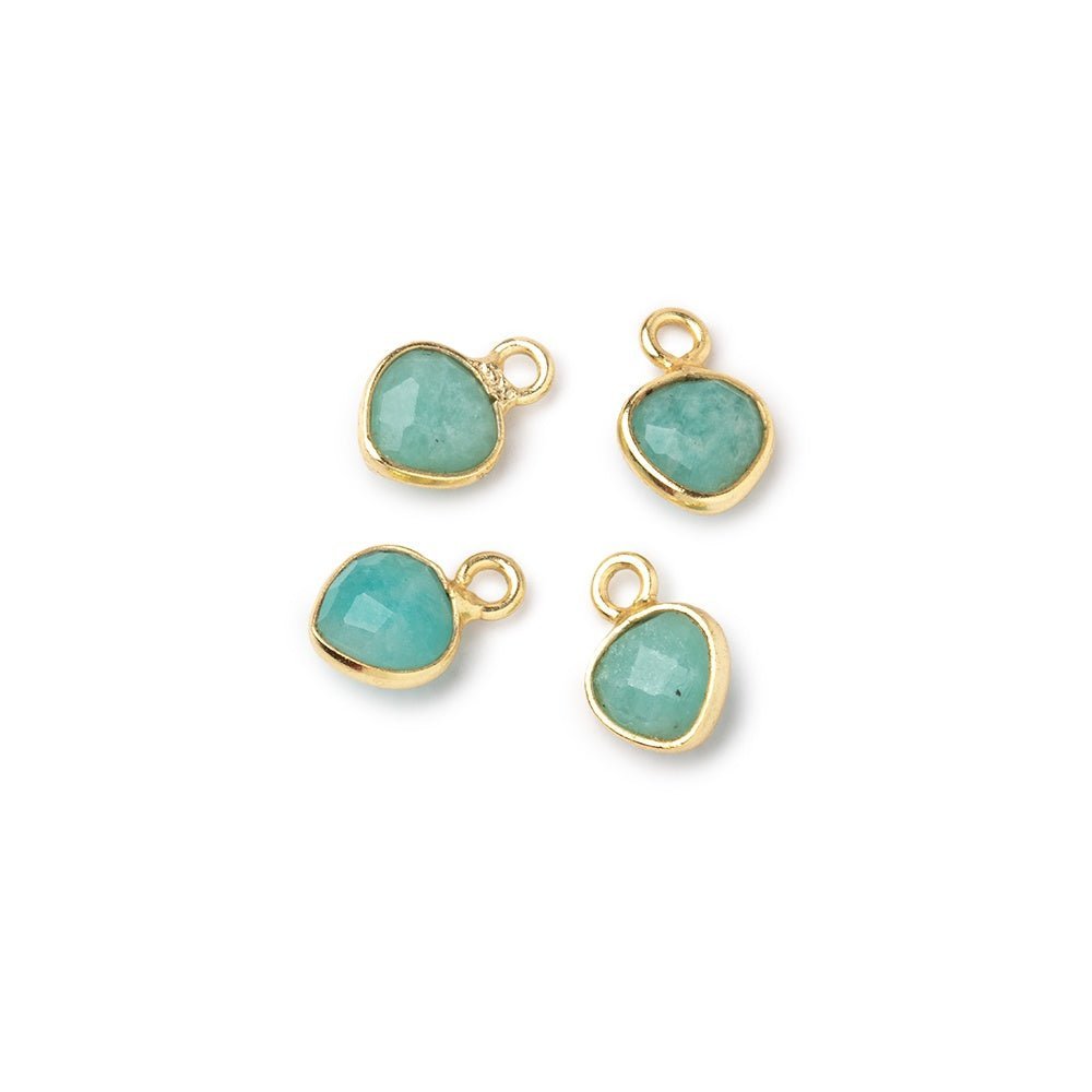 7mm Bezel Set Amazonite Faceted Heart Set of 4 Pendants (ONLINE ORDER ONLY)