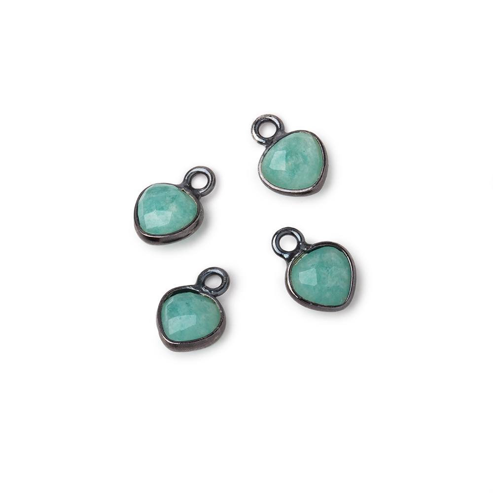 7mm Bezel Set Amazonite Faceted Heart Set of 4 Pendants (ONLINE ORDER ONLY)
