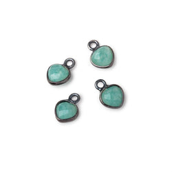 7mm Bezel Set Amazonite Faceted Heart Set of 4 Pendants (ONLINE ORDER ONLY)
