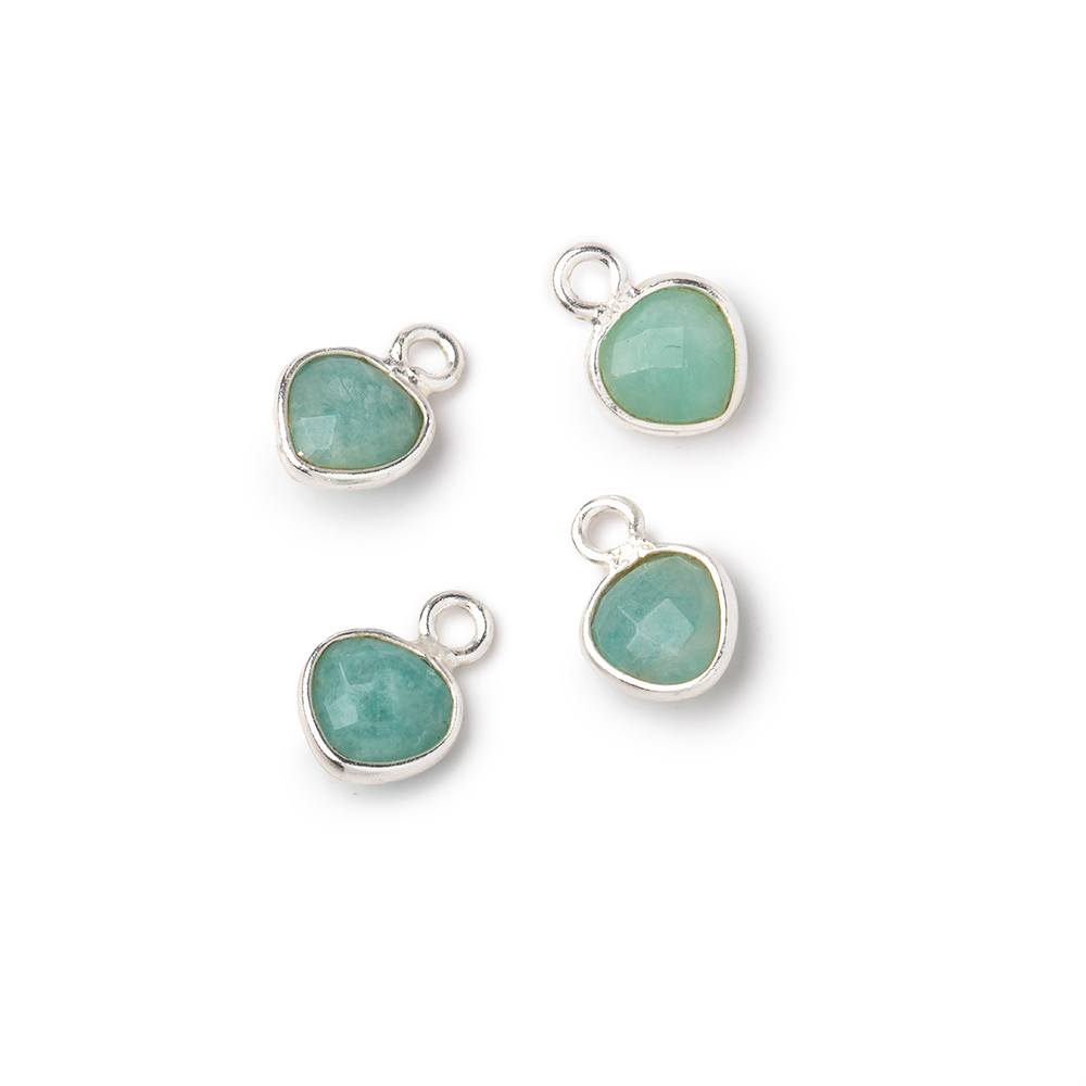 7mm Bezel Set Amazonite Faceted Heart Set of 4 Pendants (ONLINE ORDER ONLY)
