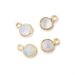 7mm Bezel Set Rainbow Moonstone Faceted Coin Set of 4 Pendants