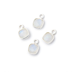 7mm Bezel Set Rainbow Moonstone Faceted Cushion Set of 4 Pendants
