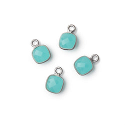 7mm Bezel Set Seafoam Blue Chalcedony Faceted Cushion Set of 4 Pendants (ONLINE ORDER ONLY)