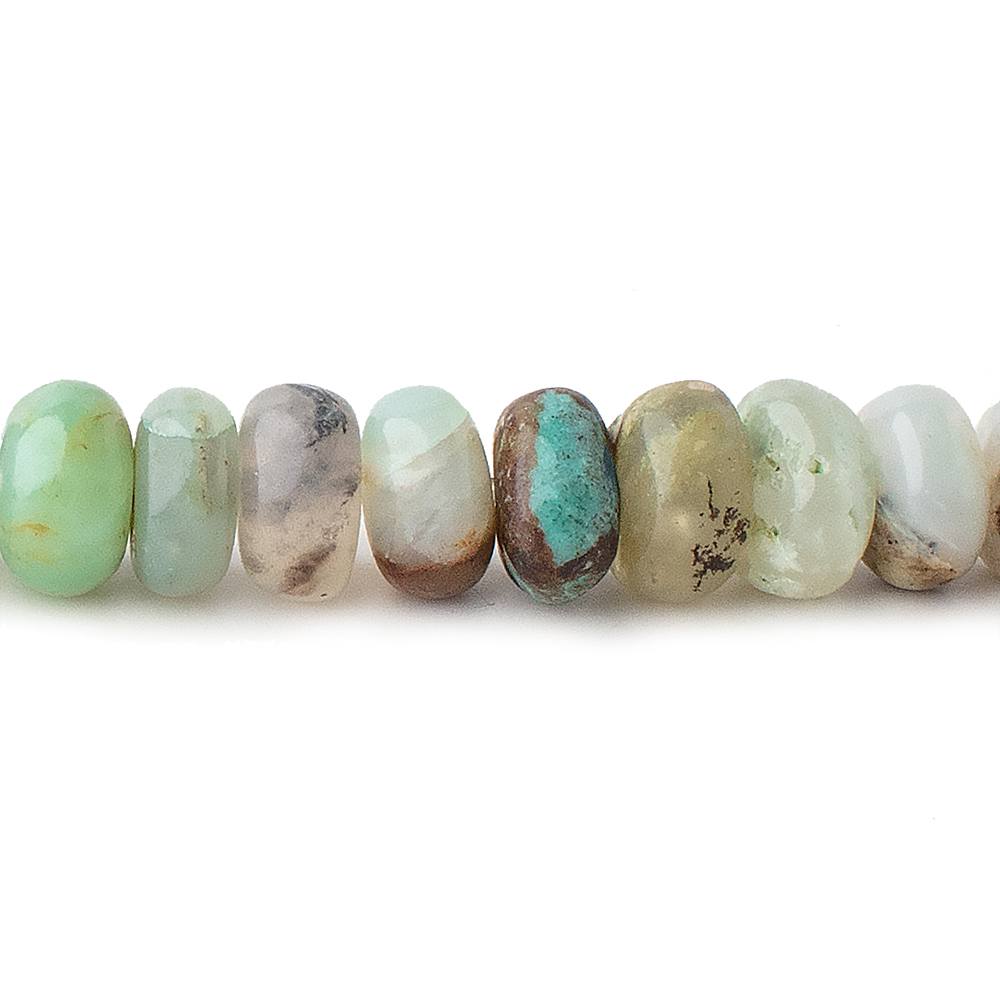 7mm Blue Peruvian Opal plain rondelles 14 inch 86 beads AA (ONLINE ORDER ONLY)