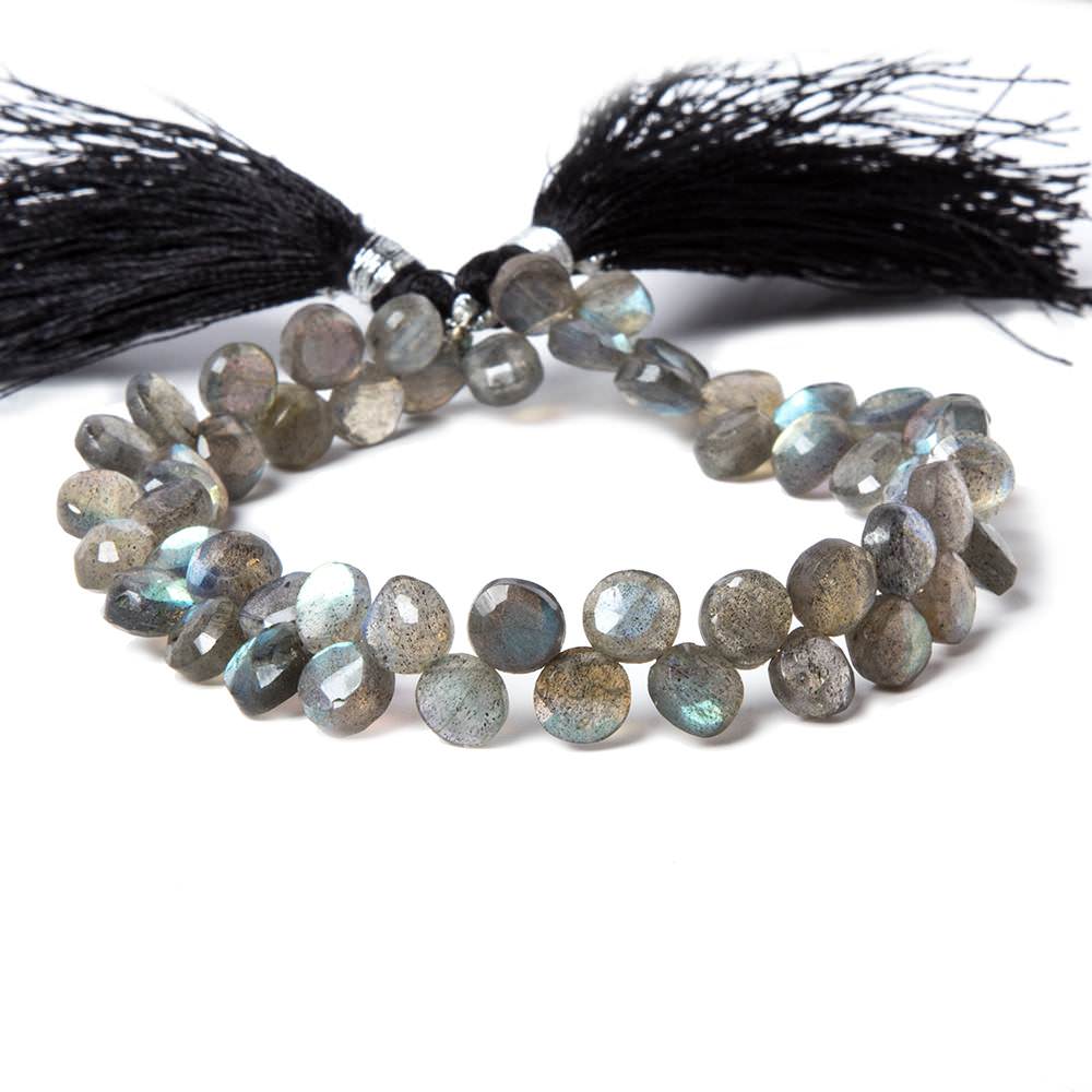 7mm Labradorite Faceted Coin Beads 8.5 inch 50 beads  AA Grade (ONLINE ORDER ONLY)