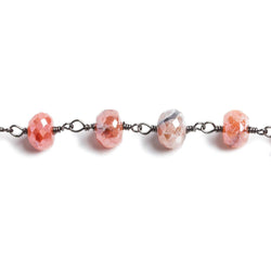 7mm Mystic Multi Gem faceted rondelle Black Gold .925 Silver Chain by the foot 26 beads (ONLINE ORDER ONLY)