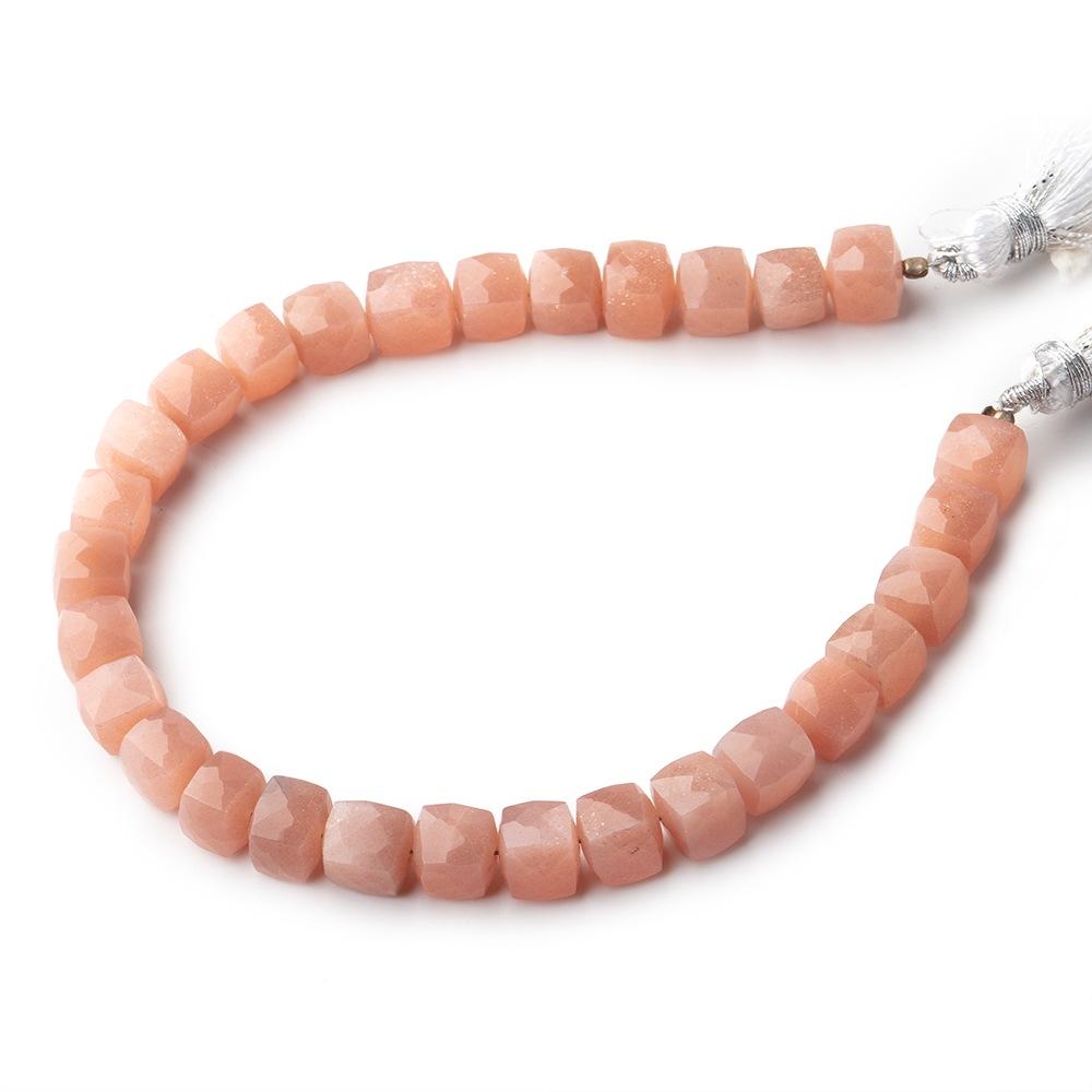 7mm Peach Moonstone Faceted Cube Beads 8 inch 28 pieces A (ONLINE ORDER ONLY)