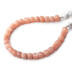 7mm Peach Moonstone Faceted Cube Beads 8 inch 28 pieces A (ONLINE ORDER ONLY)