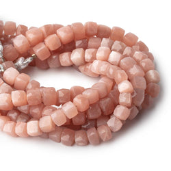 7mm Peach Moonstone Faceted Cube Beads 8 inch 28 pieces A (ONLINE ORDER ONLY)
