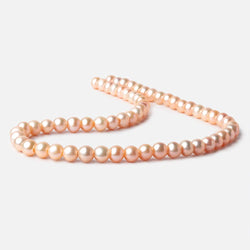 7mm Peach Off Round 2.5mm Large Hole Freshwater Pearls 16 inch 62 pieces