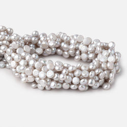 7mm Silver Top Drill Button Freshwater Pearls 16 inch 80 Beads (ONLINE ORDER ONLY)
