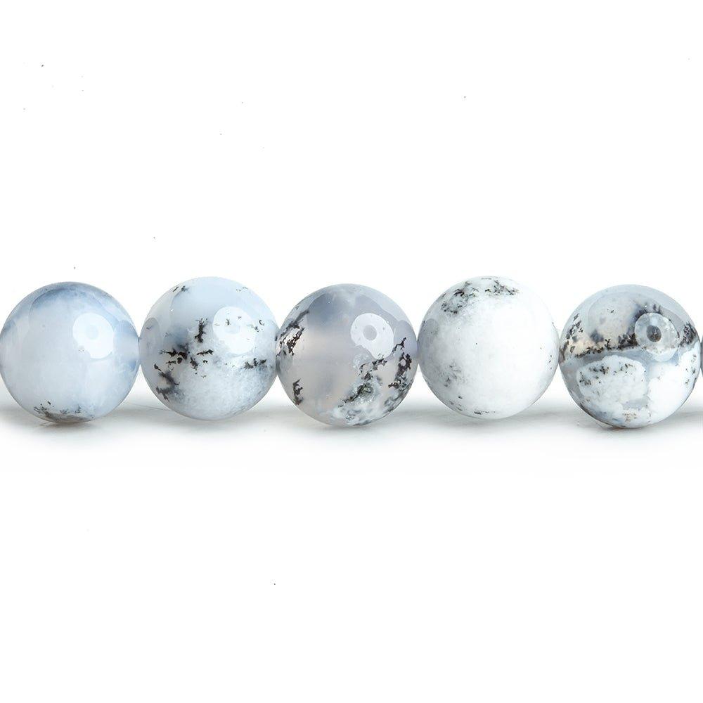 7mm White Dendritic Opal plain round large hole beads 16 inch 59 pieces (ONLINE ORDER ONLY)