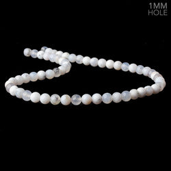 7mm White Dendritic Opal plain round large hole beads 16 inch 59 pieces (ONLINE ORDER ONLY)