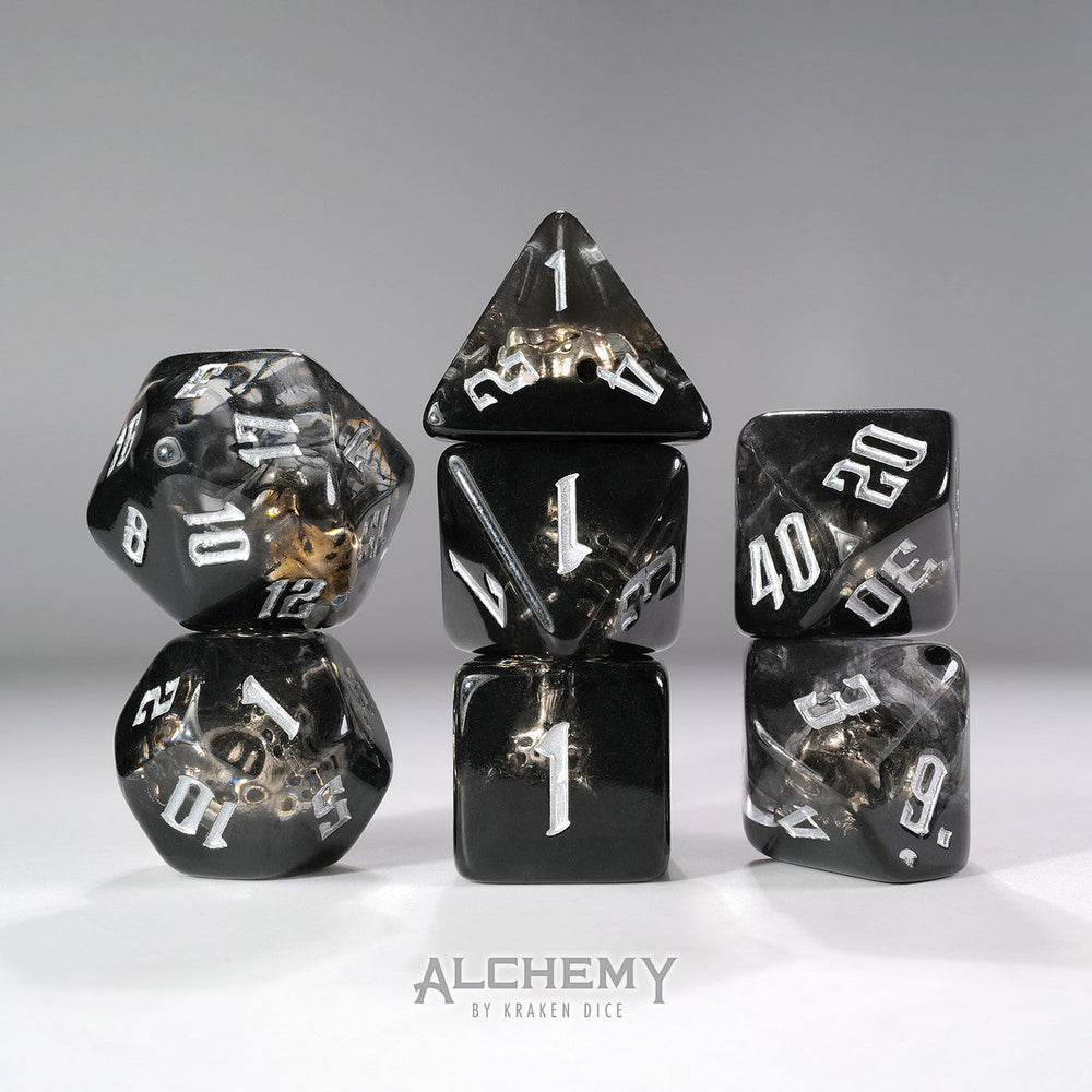 Kraken Dice 7pc Hidden Spirit with Silver Ink by Alchemy Dice (ONLINE ORDER ONLY)