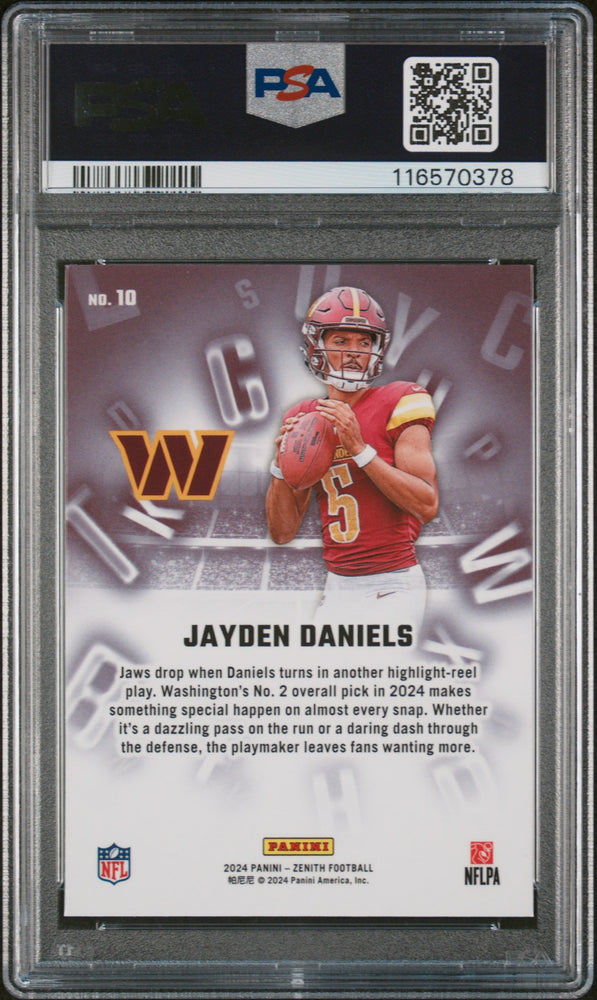 Graded 2024 Panini Zenith Jayden Daniels #10 A to Z Rookie RC Football Card PSA 10 Gem Mint (ONLINE ORDER ONLY)