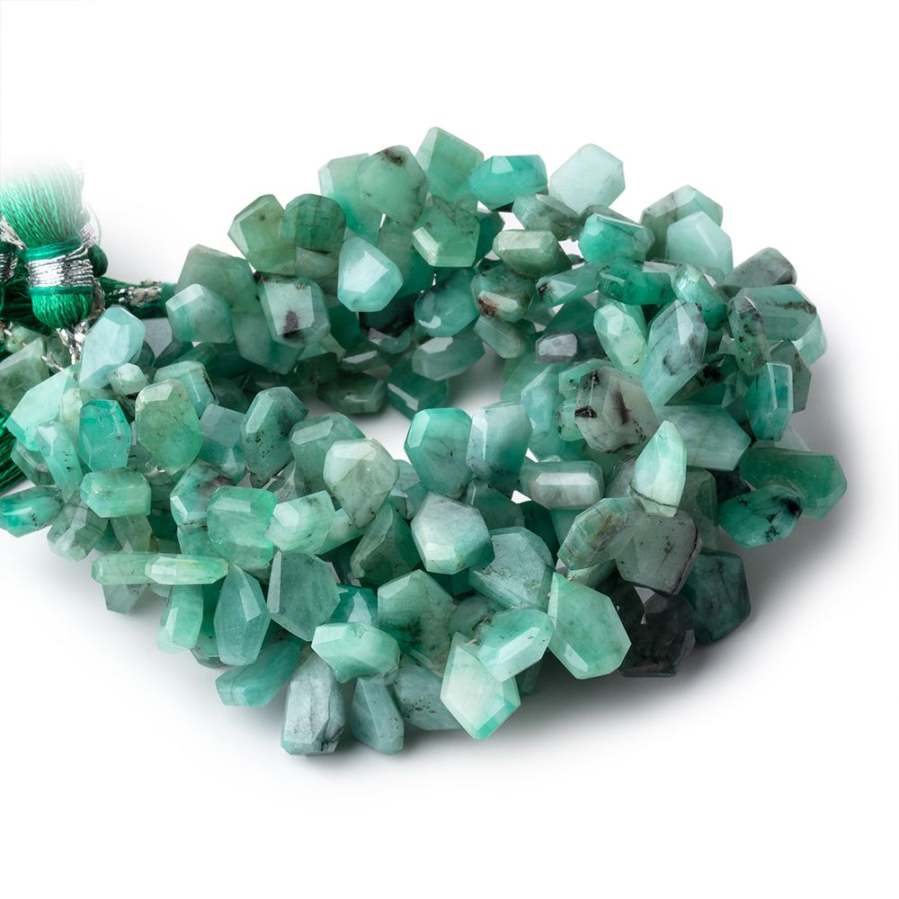 7x5-11x8mm Brazilian Emerald Faceted Freeform Beads 6.5 inch 65 pieces (ONLINE ORDER ONLY)