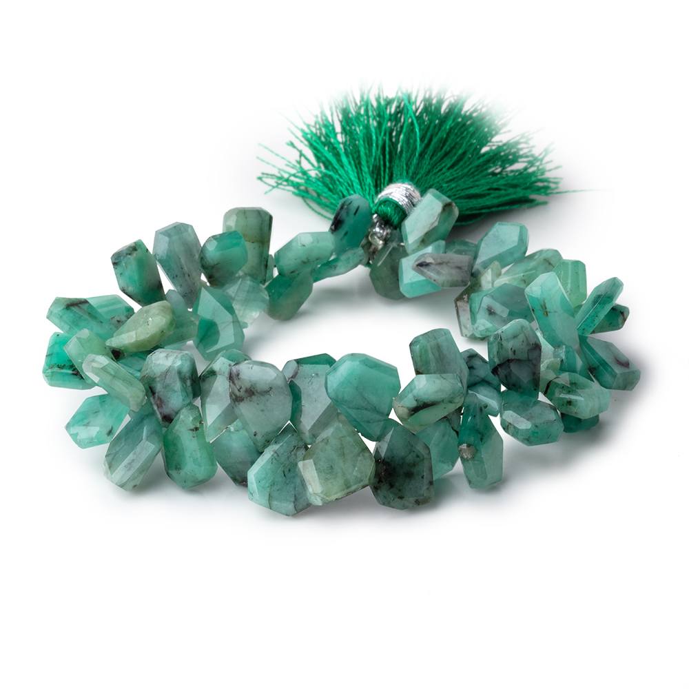 7x5-11x8mm Brazilian Emerald Faceted Freeform Beads 6.5 inch 65 pieces (ONLINE ORDER ONLY)