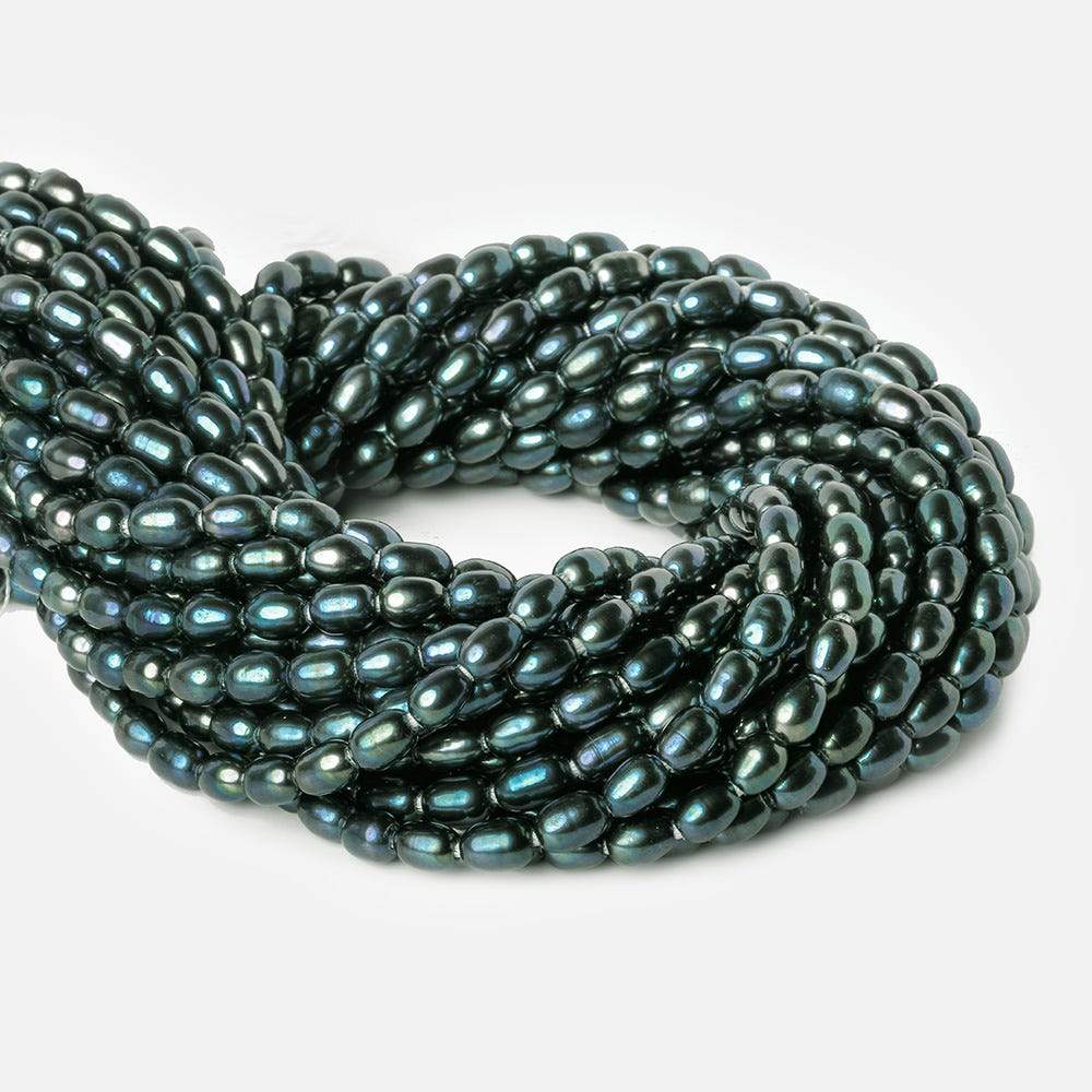 7x5mm Teal Peacock Large Hole Oval Freshwater Pearls  15 inch 48 pcs (ONLINE ORDER ONLY)