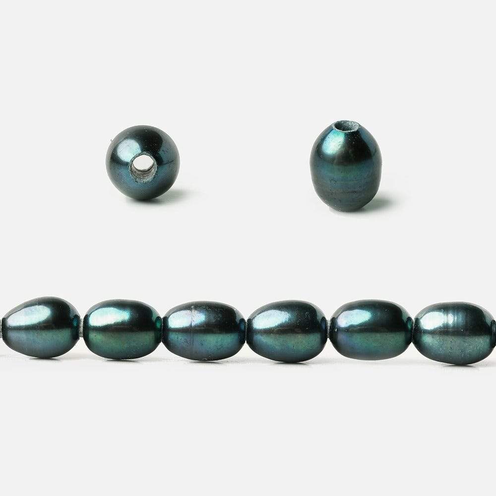 7x5mm Teal Peacock Large Hole Oval Freshwater Pearls  15 inch 48 pcs (ONLINE ORDER ONLY)
