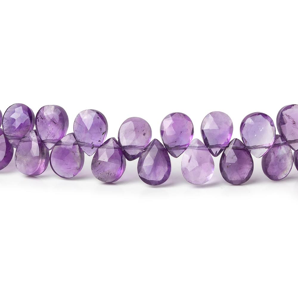 7x5 Amethyst faceted pear beads 8 inch 64 pieces