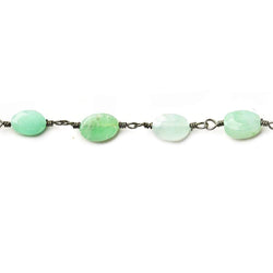 7x5mm Chrysoprase faceted oval Black Gold plated Chain by the foot 23 pieces (ONLINE ORDER ONLY)