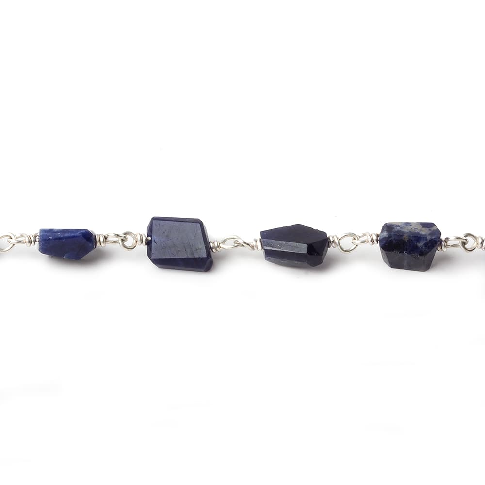 7x5mm Sodalite faceted nugget .925 Silver Chain by the foot 22 pieces (ONLINE ORDER ONLY)