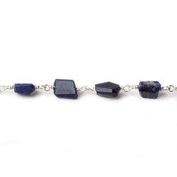 7x5mm Sodalite faceted nugget .925 Silver Chain by the foot 22 pieces (ONLINE ORDER ONLY)