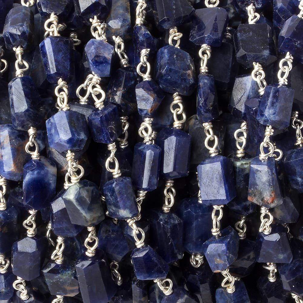 7x5mm Sodalite faceted nugget .925 Silver Chain by the foot 22 pieces (ONLINE ORDER ONLY)