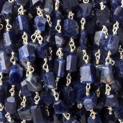 7x5mm Sodalite faceted nugget .925 Silver Chain by the foot 22 pieces (ONLINE ORDER ONLY)