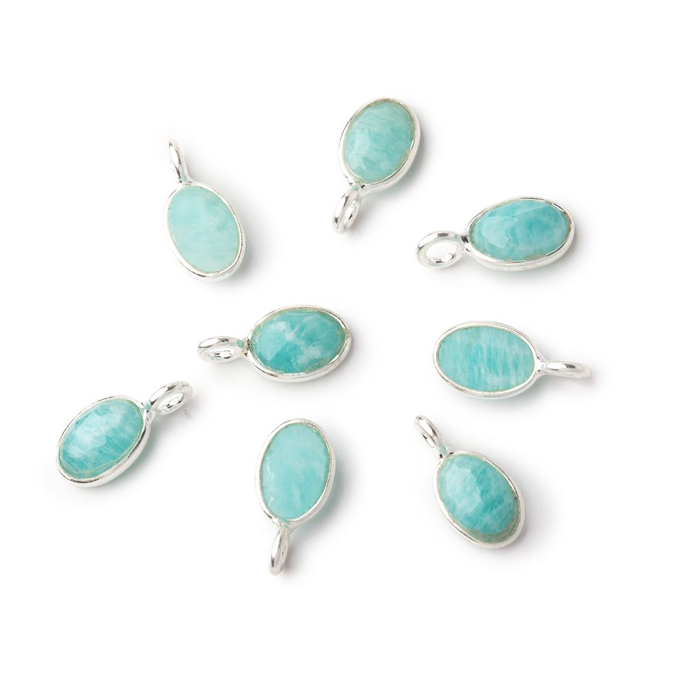 7x5mm Sterling Silver Bezel Amazonite Rose Cut Oval Pendant 1 piece (ONLINE ORDER ONLY)