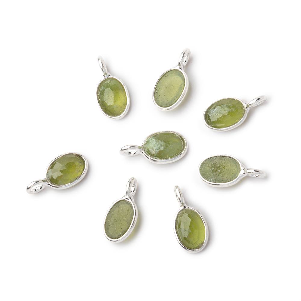 7x5mm Sterling Silver Bezel Idocrase Rose Cut Oval Pendant 1 piece (ONLINE ORDER ONLY)
