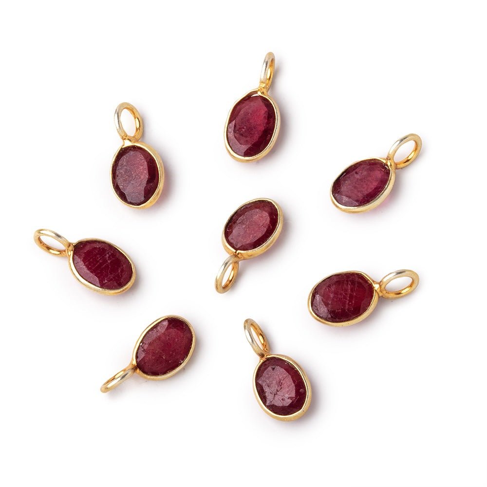 7x5mm Vermeil Bezel Dark Ruby Rose Cut Oval Pendant 1 piece (ONLINE ORDER ONLY)