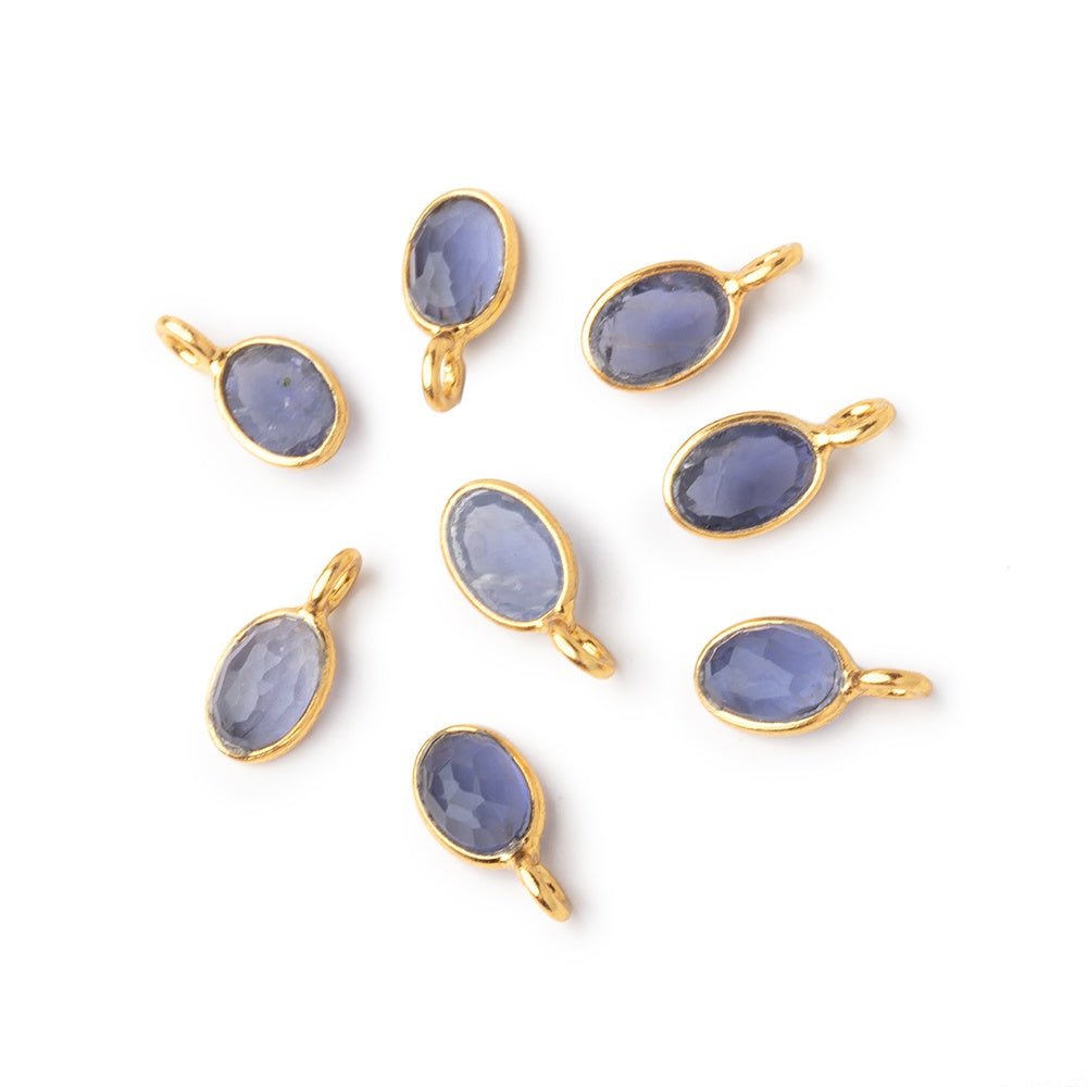 7x5mm Vermeil Bezel Iolite Rose Cut Oval Pendant 1 piece