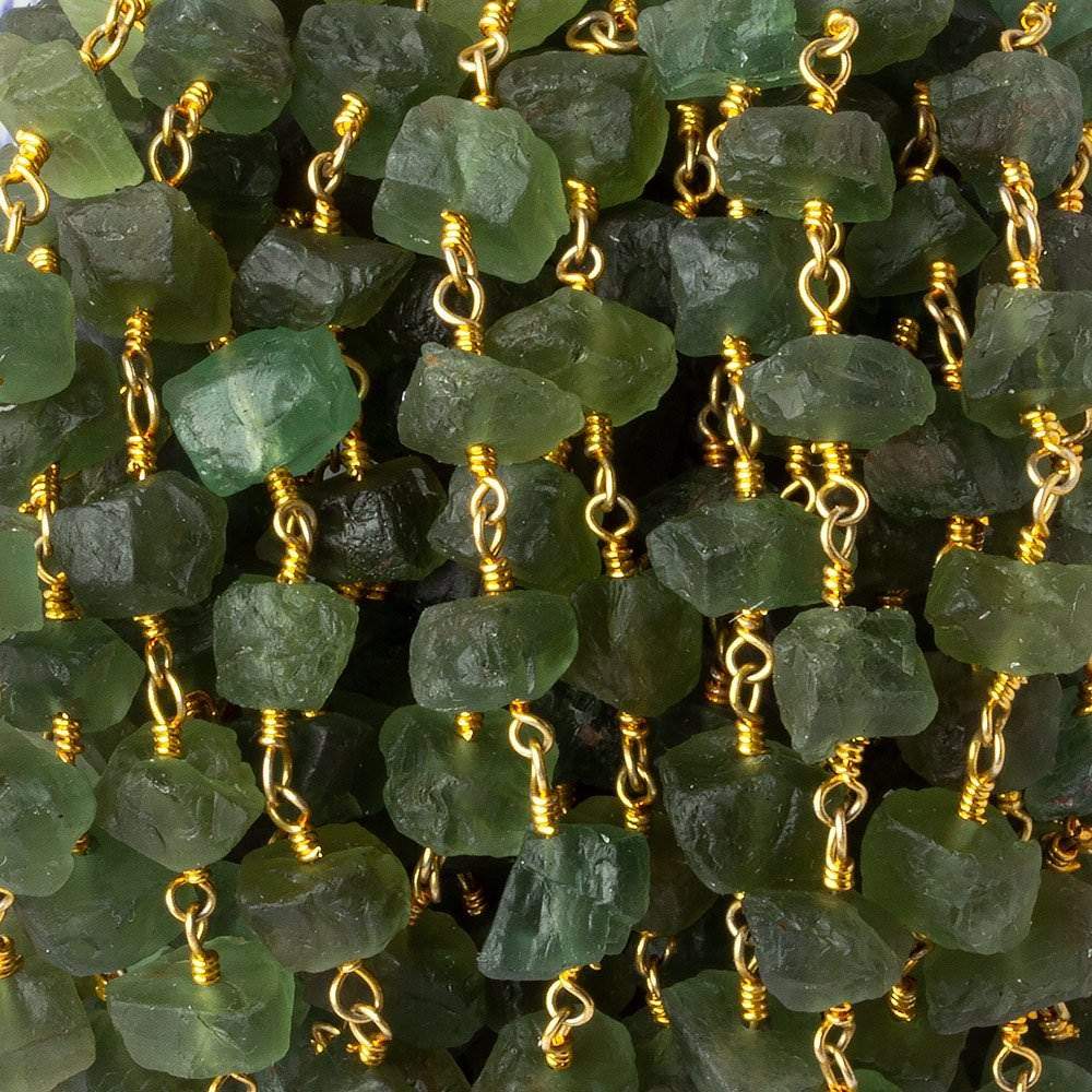 7x6-10x8mm Matte Green Apatite Chips Gold plated Chain by the foot 26 pieces (ONLINE ORDER ONLY)