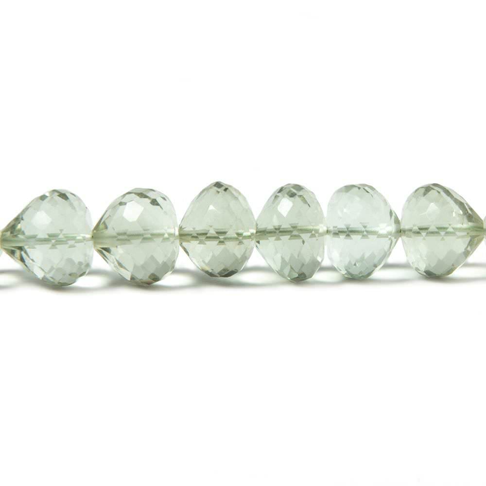 7x6-8x7mm Prasiolite center drill faceted 'Candy Kiss' 7.5 inch 33 Beads AAA (ONLINE ORDER ONLY)