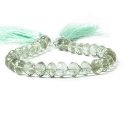 7x6-8x7mm Prasiolite center drill faceted 'Candy Kiss' 7.5 inch 33 Beads AAA (ONLINE ORDER ONLY)
