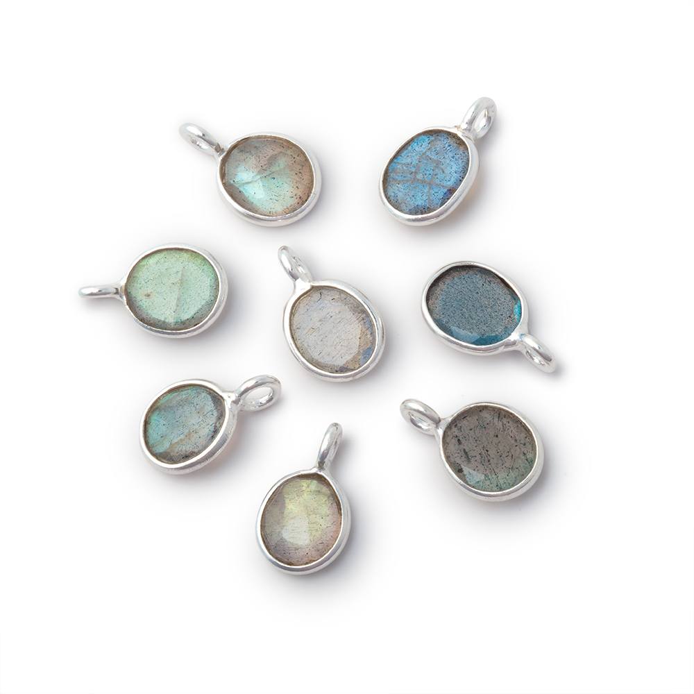 7x6mm Sterling Silver Bezel Labradorite Rose Cut Oval Pendant 1 piece (ONLINE ORDER ONLY)