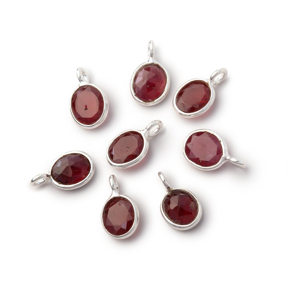 7x6mm Sterling Silver Bezel Ruby Rose Cut Oval Pendant 1 piece (ONLINE ORDER ONLY)
