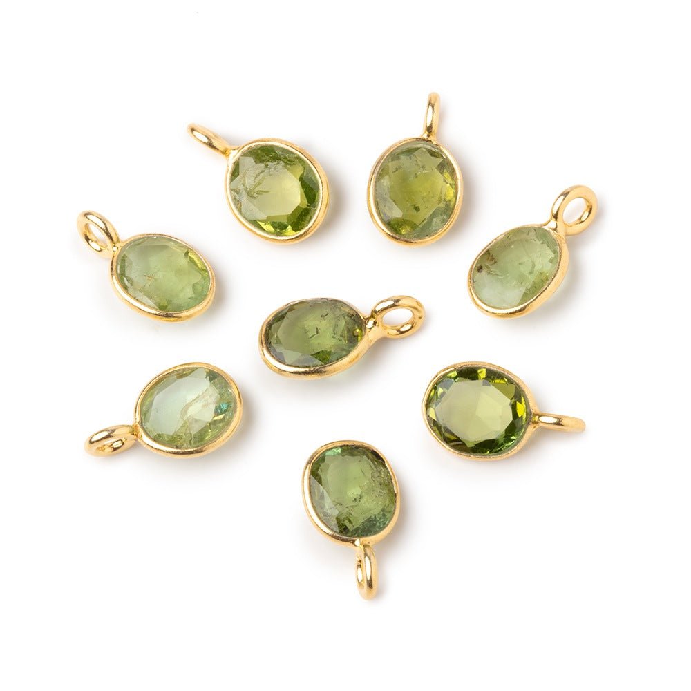 7x6mm Vermeil Bezel Green Tourmaline Rose Cut Oval Pendant 1 piece (ONLINE ORDER ONLY)