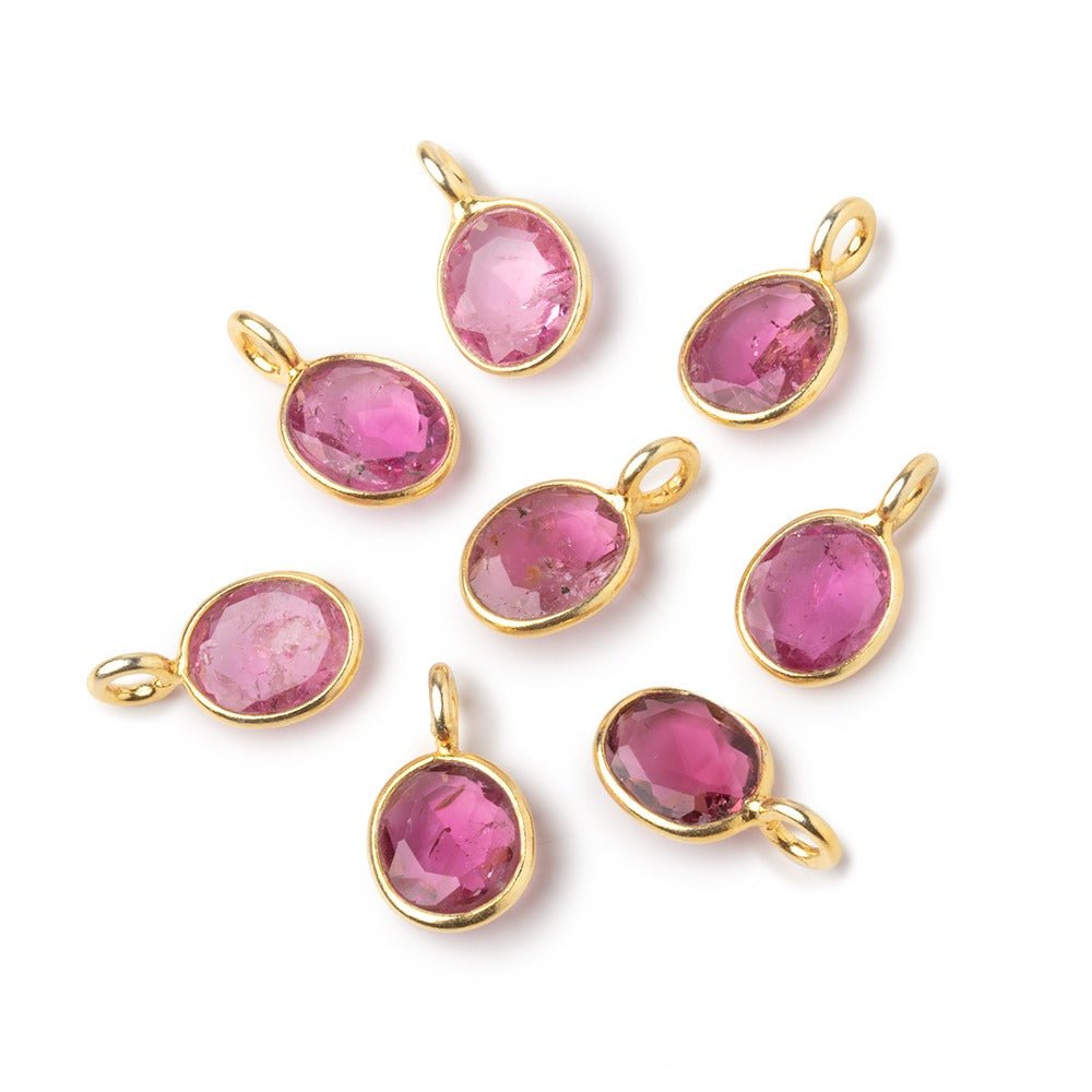7x6mm Vermeil Bezel Pink Tourmaline Rose Cut Oval Pendant 1 piece (ONLINE ORDER ONLY)