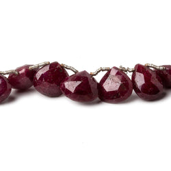 7x7-11x11mm Ruby Faceted Heart Briolette 8 inch 25 (ONLINE ORDER ONLY)