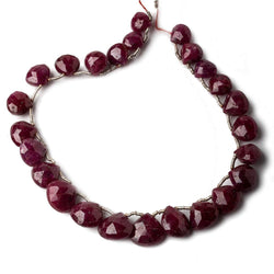 7x7-11x11mm Ruby Faceted Heart Briolette 8 inch 25 (ONLINE ORDER ONLY)