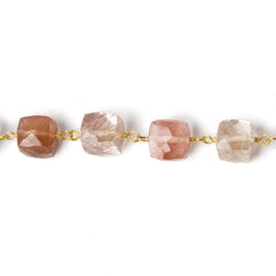 7x7mm Rutilated Quartz faceted cube Vermeil Chain by the foot 25 pcs (ONLINE ORDER ONLY)