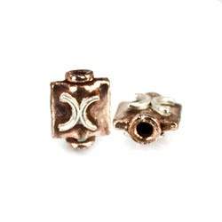 7mm Two toned Copper & Sterling Silver Bead with X, 2 pieces (ONLINE ORDER ONLY)
