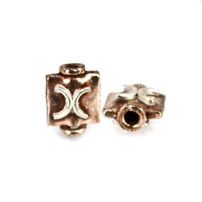 7mm Two toned Copper & Sterling Silver Bead with X, 2 pieces (ONLINE ORDER ONLY)