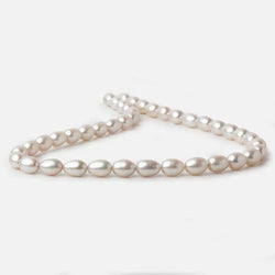 7x9-7x10mm Silver Champagne Straight Drill Oval Freshwater Pearl 16 inch 40 pieces A (ONLINE ORDER ONLY)